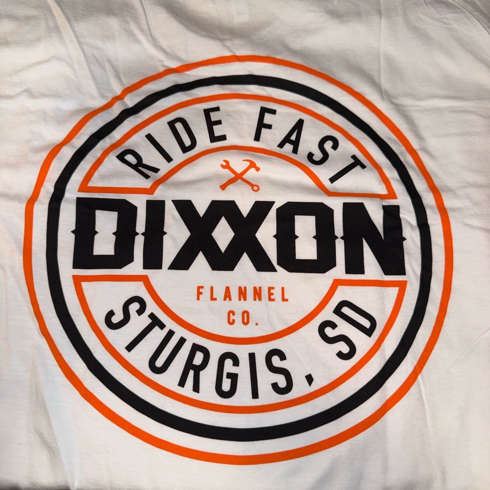 DIXXON Sturgis-Ride Fast White and Orange Tee- Men’s XL